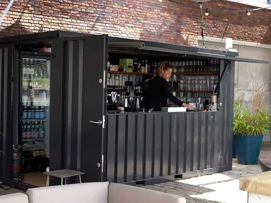 6×2 meter xl demountable bar container, blue ral 5015 6×2 meter xl demountable bar container, blue ral 5015
