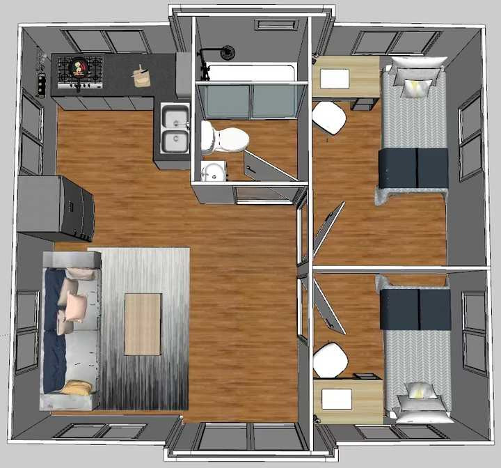 k68 off grid tiny home with 2 bedrooms, kitchen & bathroom (400 sq ft) k68 off grid tiny home with 2 bedrooms, kitchen & bathroom (400 sq ft)